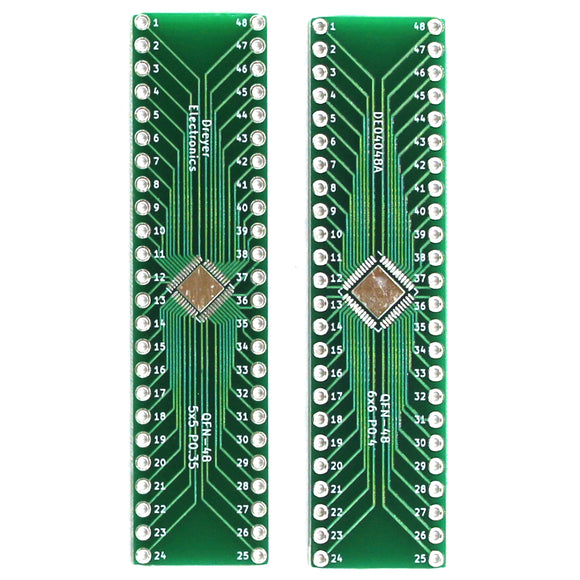 48-Pin QFN to DIP Breakout Board | Front: B: 5x5mm, P: 0.35mm | Back: B: 6x6mm, P: 0.4mm (5 Pack)