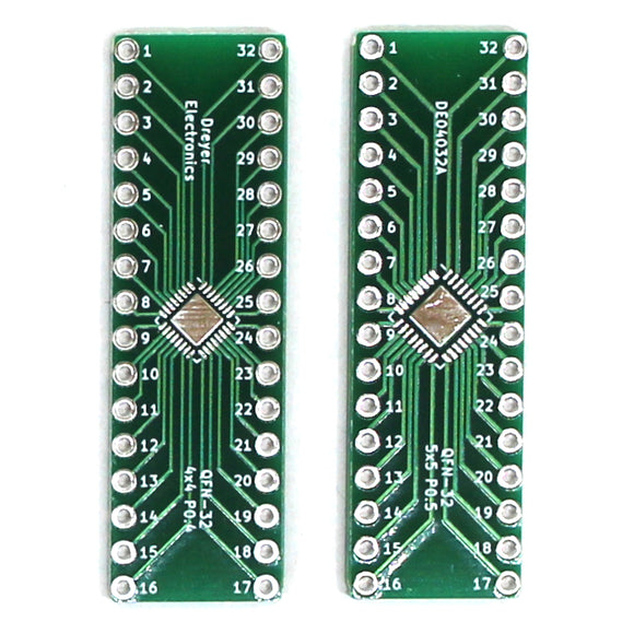 32-Pin QFN to DIP Breakout Board | Front: B: 4x4mm, P: 0.4mm | Back: B: 5x5mm, P: 0.5mm (5 Pack)
