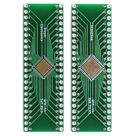44-Pin QFN to DIP Breakout Board | Front: B: 7x7mm, P: 0.5mm | Back: B: 8x8mm, P: 0.65mm (5 Pack)