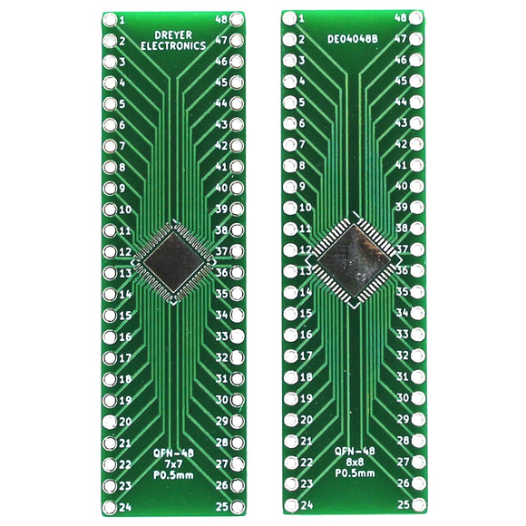 48-Pin QFN to DIP Breakout Board | Front: B: 7x7mm, P: 0.5mm | Back: B: 8x8mm, P: 0.5mm (5 Pack)