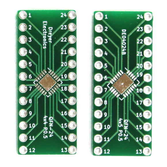 24-Pin QFN to DIP Breakout Board | Front: B: 4x4mm, P: 0.5mm | Back: B: 4x5mm, P: 0.5mm (5 Pack)