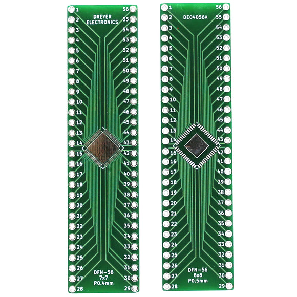56-Pin QFN to DIP Breakout Board | Front: B: 7x7mm, P: 0.4mm | Back: B: 8x8mm, P: 0.5mm (5 Pack)