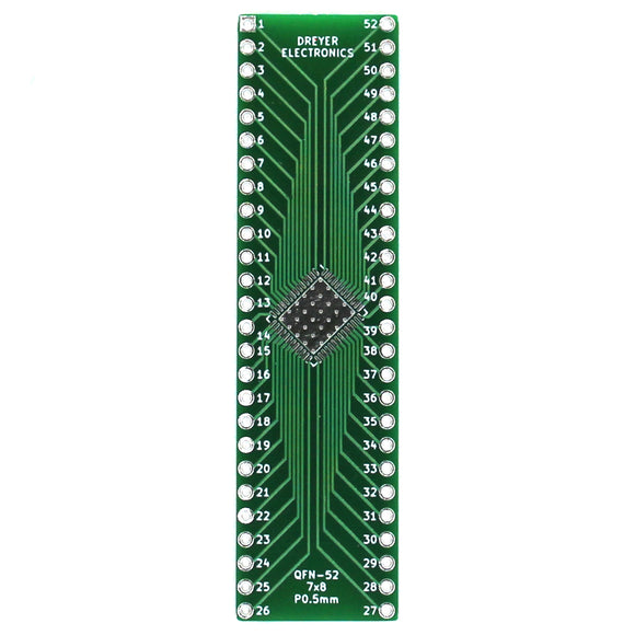 52-Pin QFN to DIP Breakout Board | Body: 7x8mm, Pitch: 0.5mm (5 Pack)
