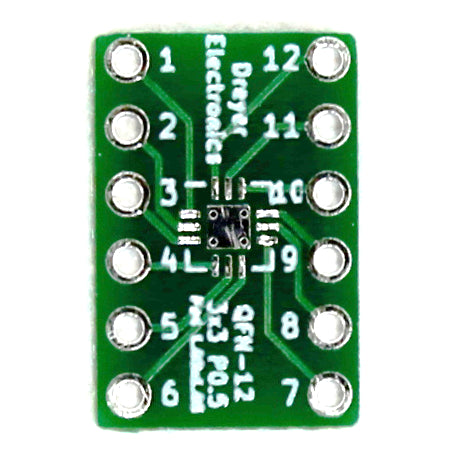 12-Pin QFN to DIP Breakout Board | Body: 3x3mm, Pitch: 0.5mm (5 Pack)