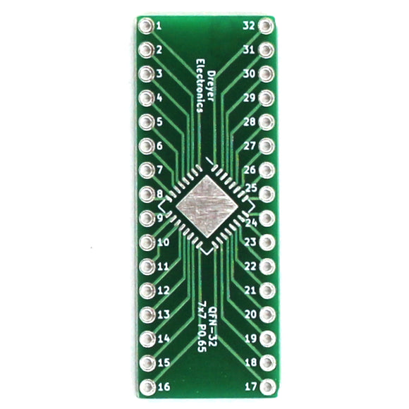 32-Pin QFN to DIP Breakout Board | Body: 7x7mm, Pitch: 0.65mm (5 Pack)