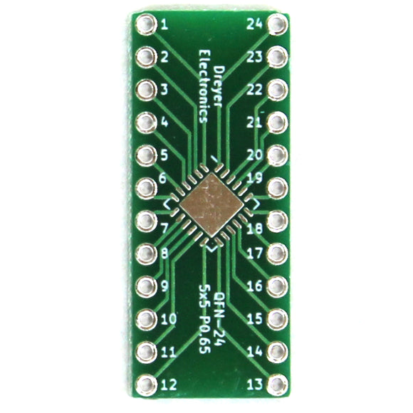 24-Pin QFN to DIP Breakout Board | Body: 5x5mm, Pitch: 0.65mm (5 Pack)