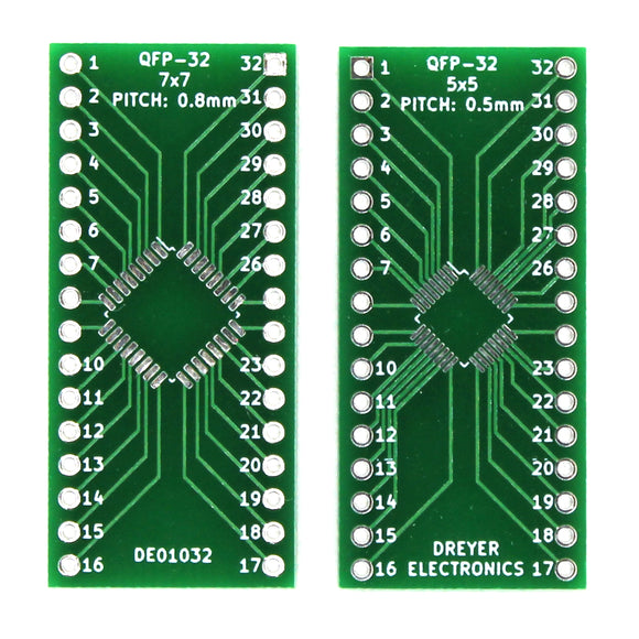 32-Pin TQFP/LQFP To DIP Breakout Board (P:0.5mm, B:5x5mm/P:0.8mm, B:7x7mm) (5 Pack)